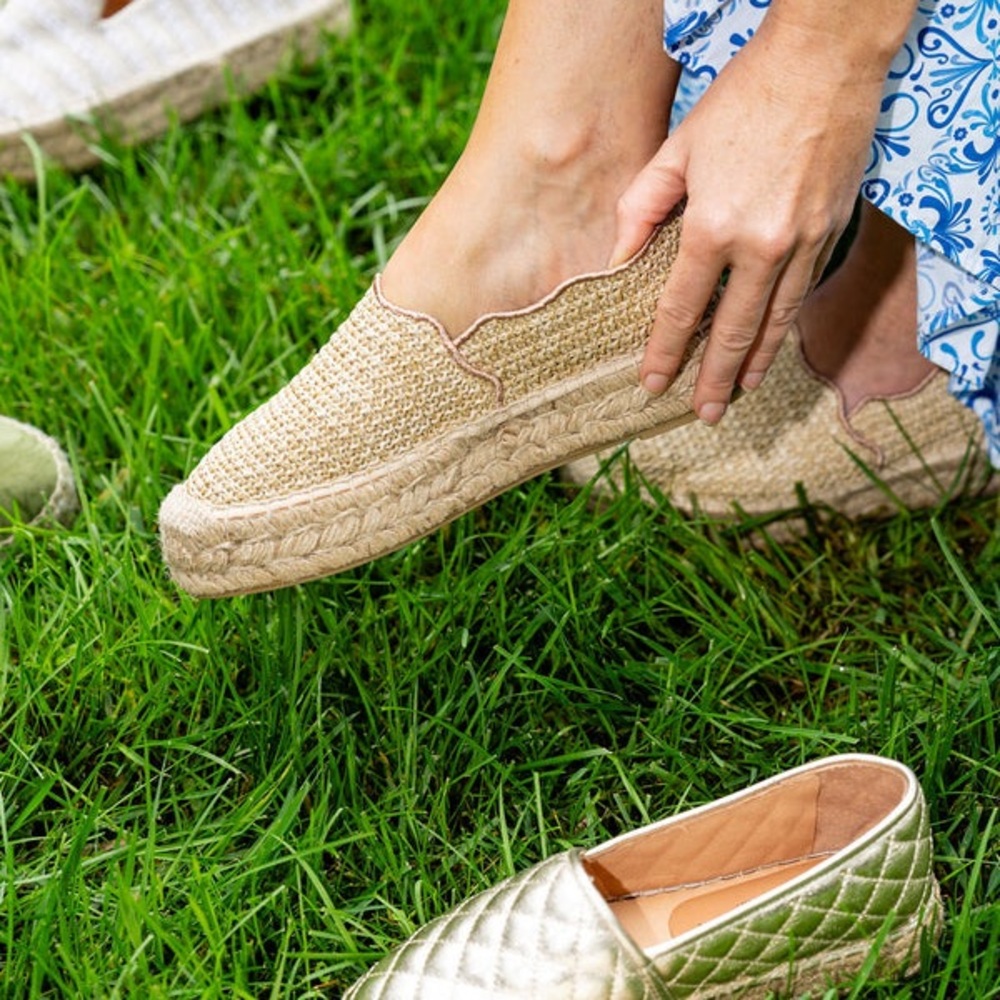 Patricia Green Tan Woven Slip-On Loafers